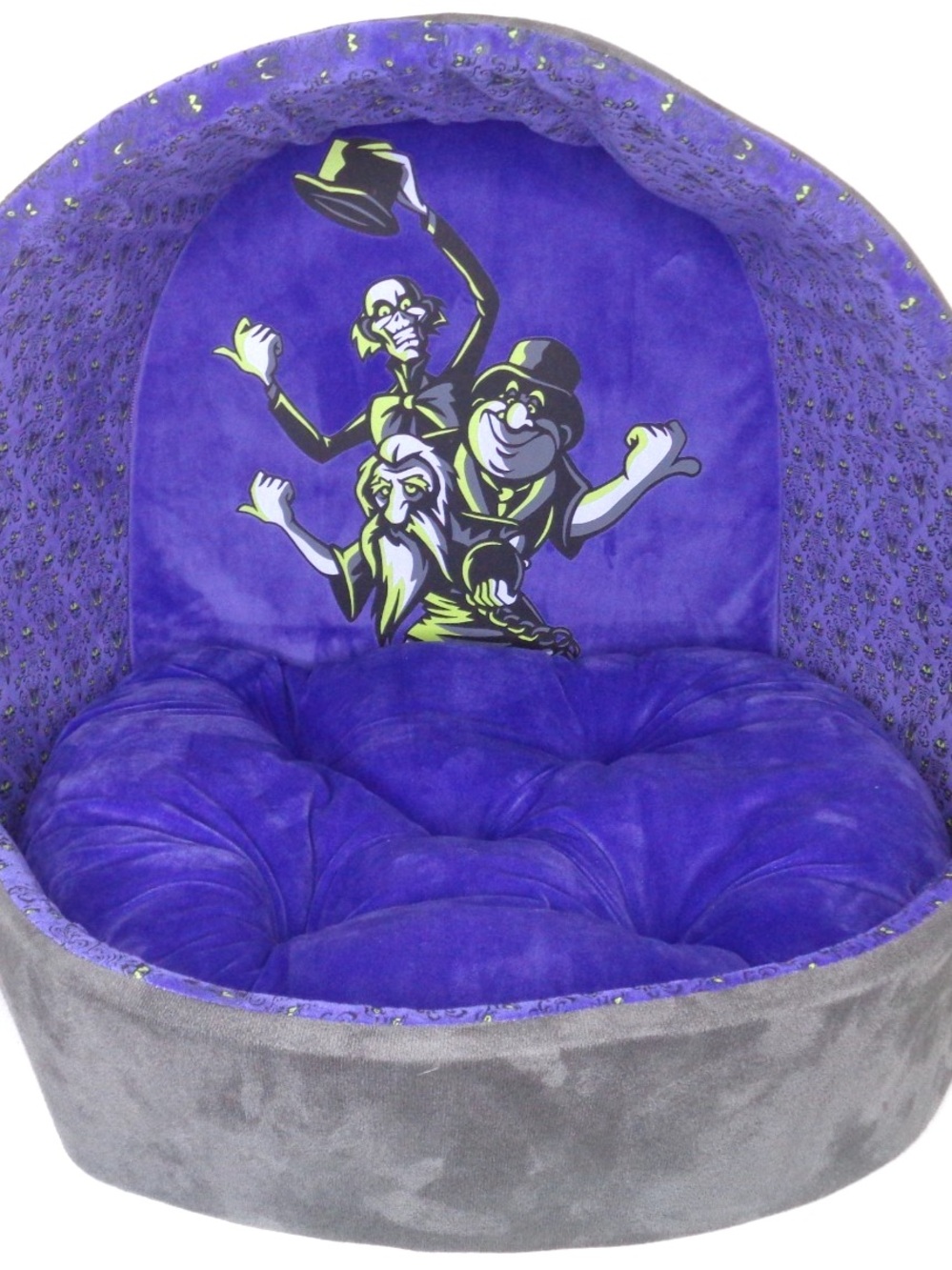 Disney Purple & Gray Hooded Cat Bed with Haunted Mansion Hitchhiking Ghosts